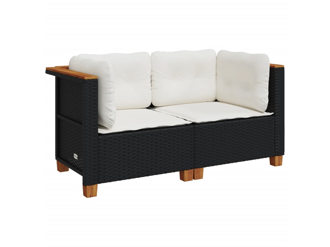 Conjunto 2 Sofá de jardim VIDAXL Preto Rattan / Vime