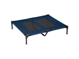 Cama Elevada para Cachorro com Tecido de Malha 600d. Cama Grande para Cães de Viagem com Peso de Até 30 Kg. 91,5x76,2x18 Cm. Azul Ge