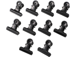 Clips de metal Heallily em aço inoxidável com adesivo forte, 10 unidades, design preto, ideais para documentos e artigos.
