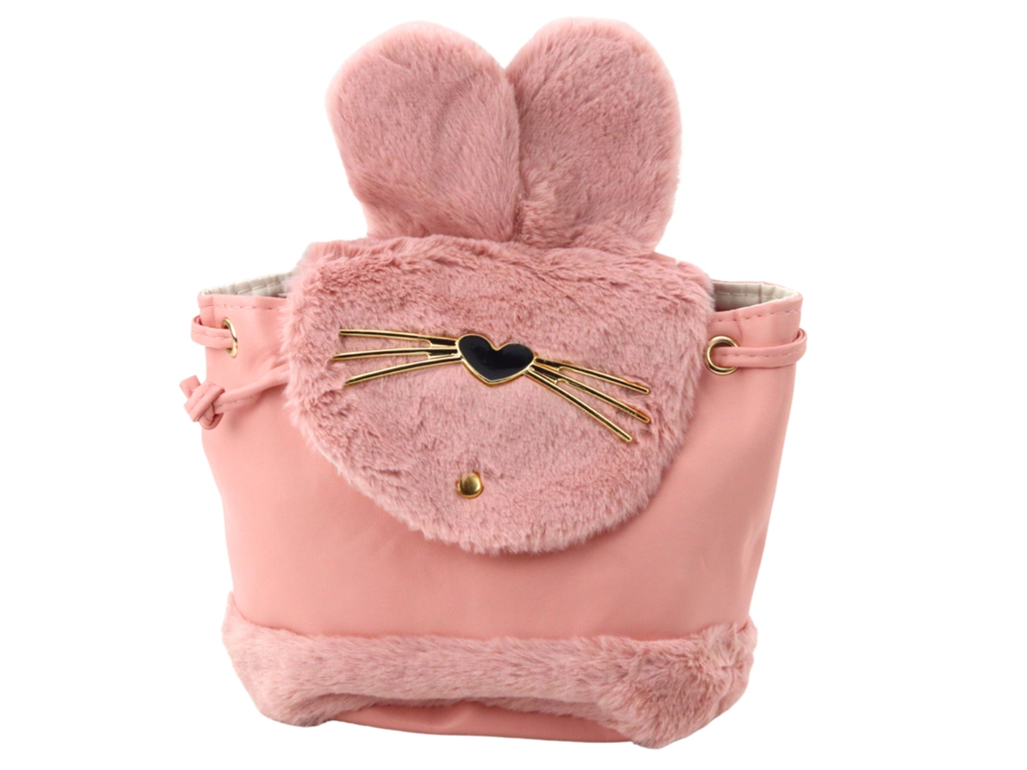 Children's Backpack Plush Ears Adjustable Strap Pink 22cm 4l