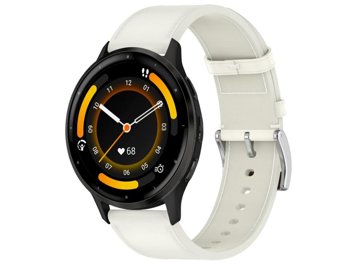 Bracelete para Garmin Venu 3 couro botão de pressão branco XIAOMOYU (22mm)