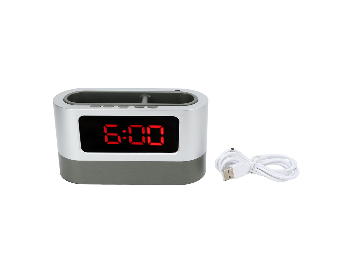 Reloj Despertador Com Portaminas Led, Tela De Hora, Data, Temperatura, Vermelho Para Escritório E Dormitório