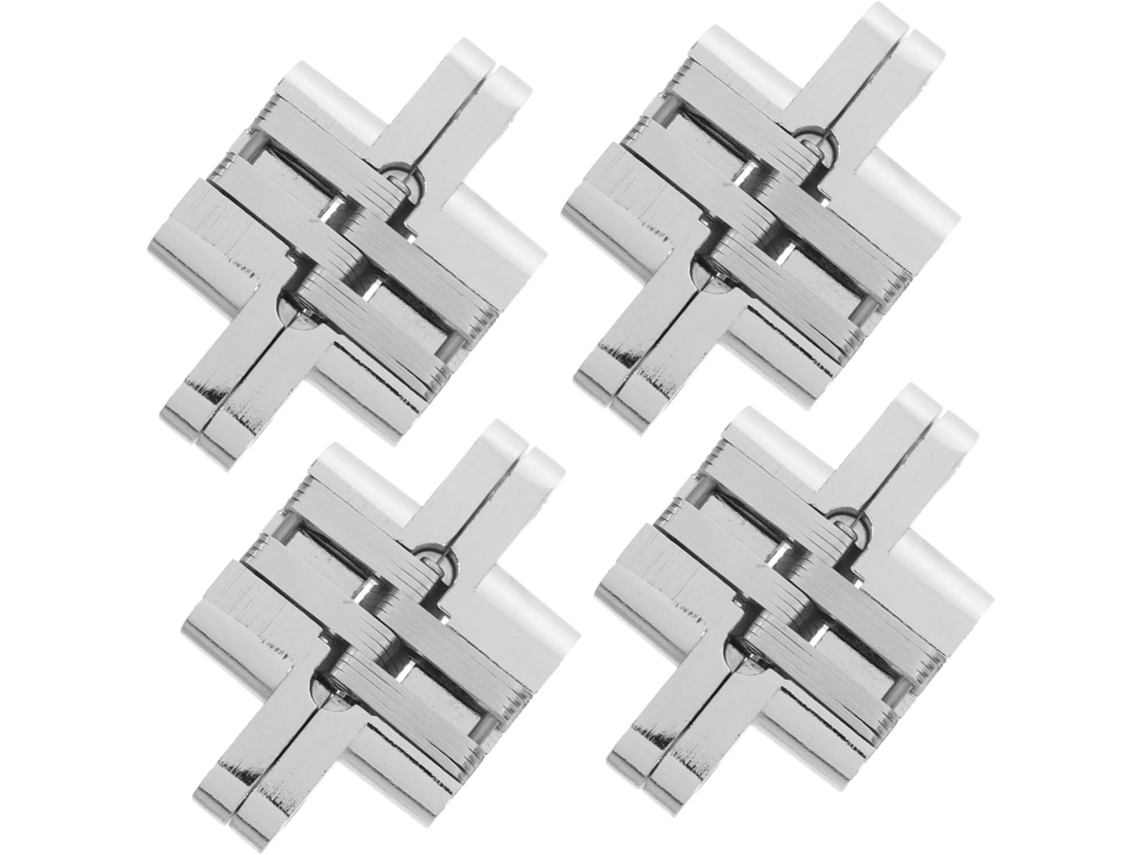 Conjunto De 4 Dobradiças Em Miniatura Liga Zinco, Com Encaixe Oculto,