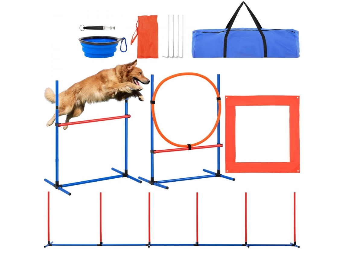 Kit de Treinamento de Agilidade para Cães com Obstáculos Ajustáveis e Acessórios Portáteis