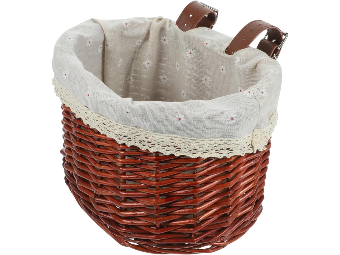 Cesta De Bicicleta Vintage Em Rattan, Cesta De Compras Para Frutas Com Forro.
