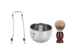 Kit De Barbear Profissional Com Xícara, Suporte E Escova De Aço Inoxidável 02