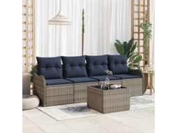 Vidaxl Conjunto De Sofá De Jardim 5 Unid. Cinzeto Vime Pe