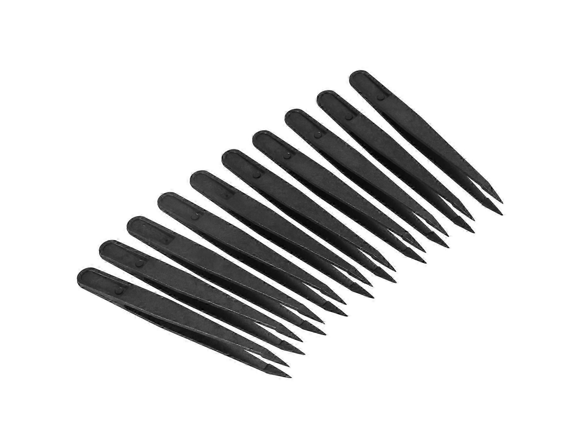 10 Pinças Antiestáticas Com Ponta De Plástico Preta, Comprimento De 12 Cm D Brilvibera