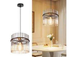 Lustre NETTLIFE Preto Retro, Luminária Suspensa Vidro com Tomada E27, 1 Luz Ø30cm para Mesa Jantar (sem Lâmpada)