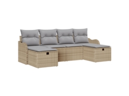 Conjunto 6 Conjunto De Sofás Para Exterior Vidaxl Bege Vime Pe (231 X 117 X 85 Cm)