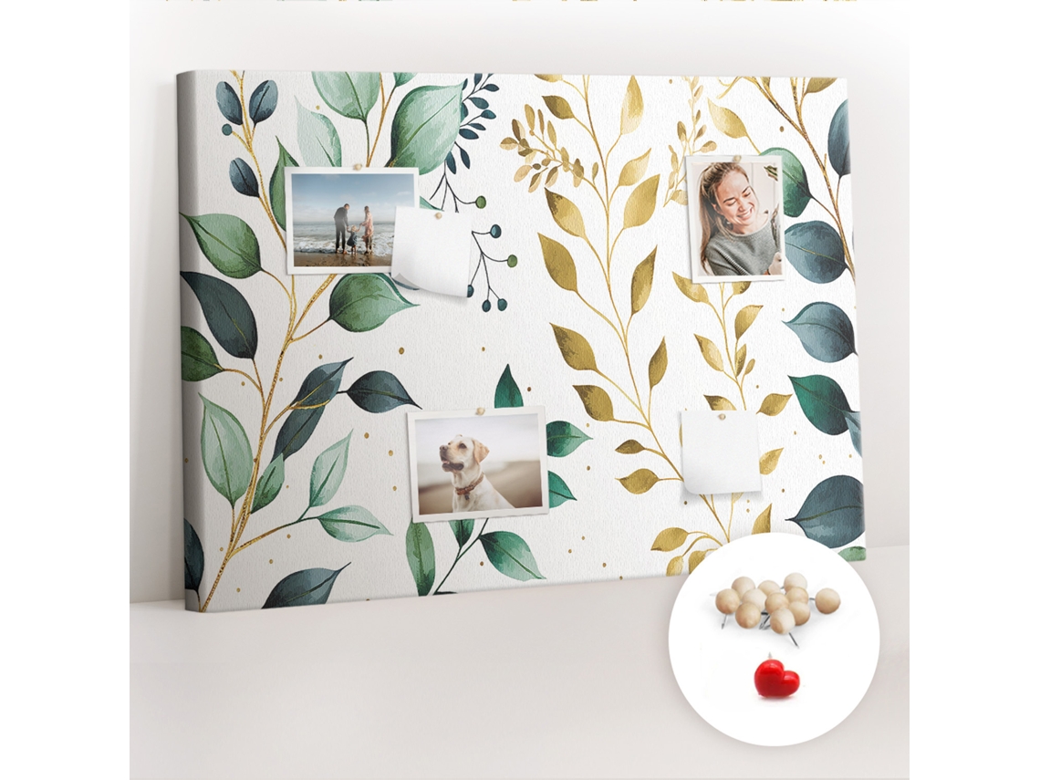 Painel De Cortiça Para Parede Padrão De Folhas E Plantas Para A Sala De Estar Espelharte (70x100 Cm)