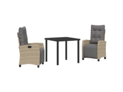 Conjunto 3 De Jantar De Jardim Vidaxl Bege Rattan Pe