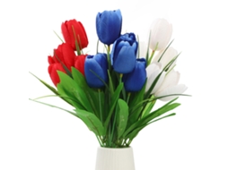 Laxiscreed Bouquet De Tulipas Com 6 Cabeças Para O Dia Da Independência Em Tecido De Seda E Arame