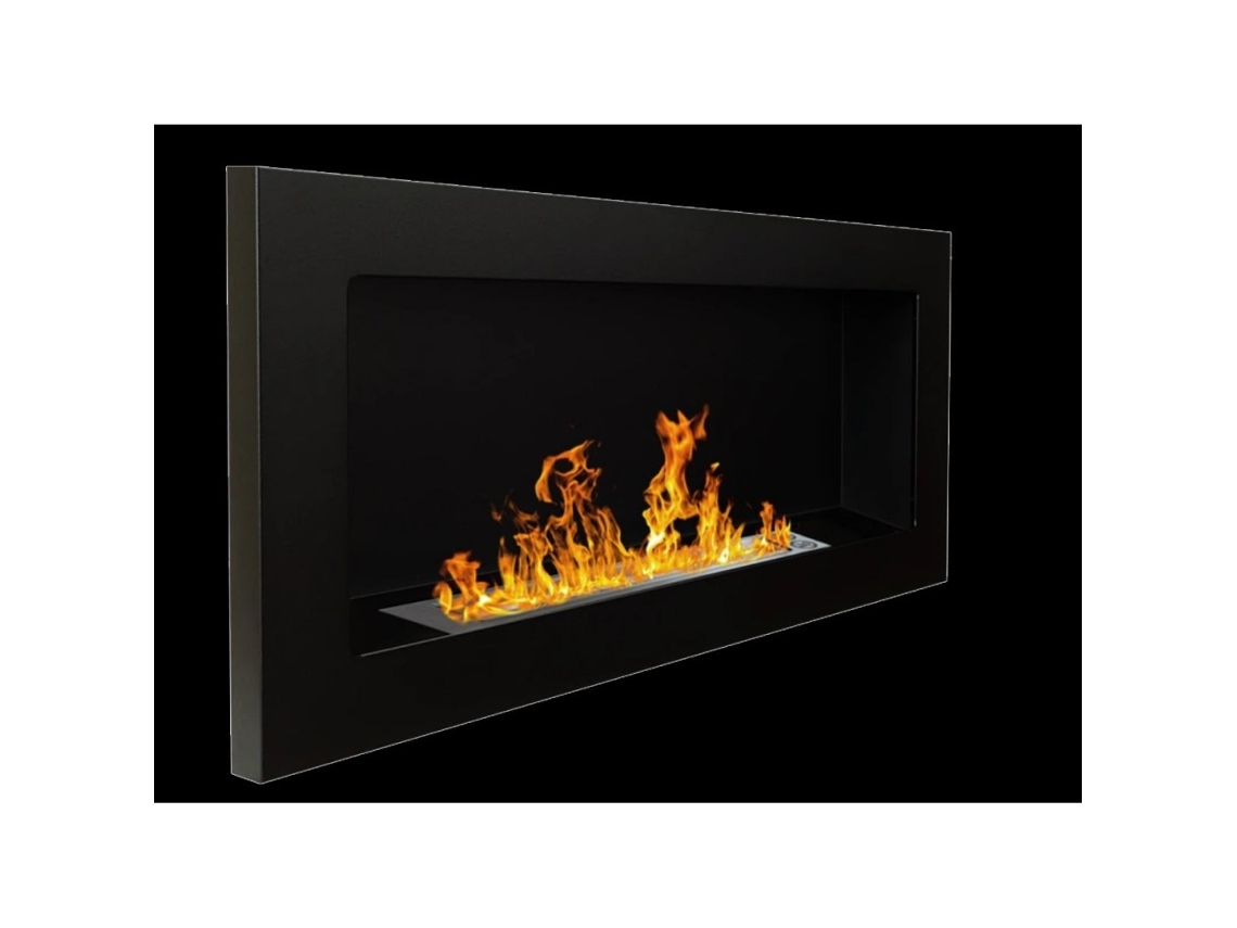 Lareira de bioetanol de parede ou embutida Lucca Black L 90 x P 12 x H 40