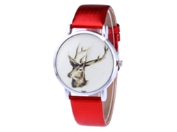 Relógio analógico de quartzo Zhoulianfa para homens e mulheres com pulseira de couro PU (vermelho)