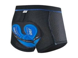 Calções de ciclismo masculinos com acolchoamento em gel 3D respirável, tamanho XY L, azul.
