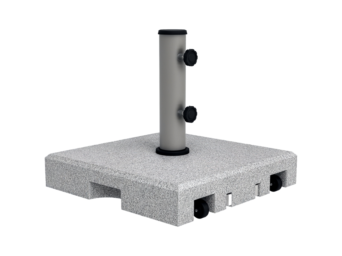 Base para guarda-sol de granito de 28kg com alça e rodas extensíveis 41x41x37,5cm cinza