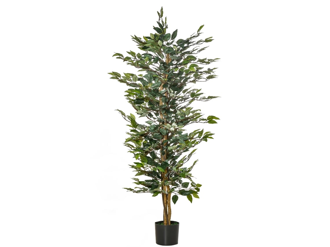 Ficus Artificial, Planta Decorativa Artificial, 150 Cm, Para Uso Interno E Externo, Em Vaso De Plástico, Fácil De Cuidar. Zkaka