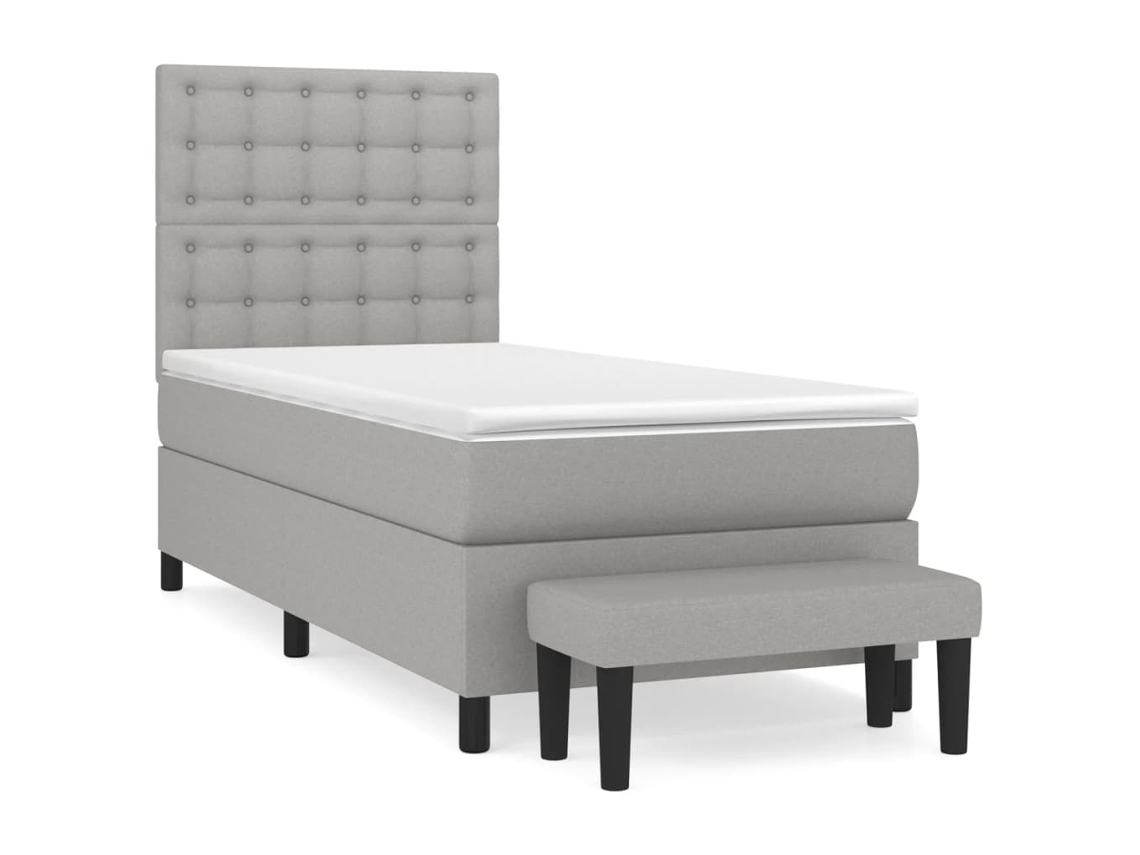 Cama com Molas e Colchão Tecido Cinzento Claro MAISON EXCLUSIVE (90x190 cm)
