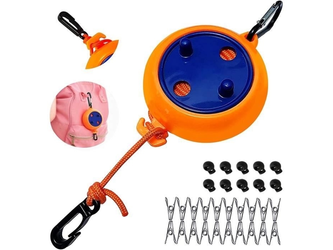 Varal Portátil Lurelia, 20 Prendedores, Retrátil, Anti-corrosão, Antiderrapante, Para Interior E Exterior, Para Viagem, De Alumínio, 8 M