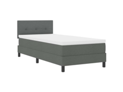 Cama De Solteiro | Camas Para Quarto | Cama Box Com Colchão Com Led Cinzento Escuro 80 X 200 Cm Tecido