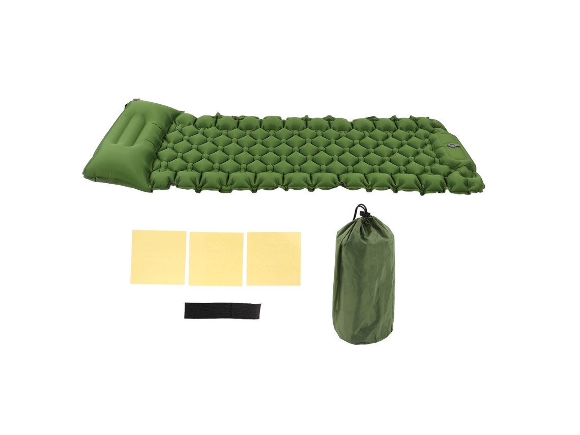 Colchoneta Inflável Para Acampamento, Com Arco Integrado, Para Pés, Leve E Portátil, Com Bomba Para Exteriores, Cor Verde Oliva