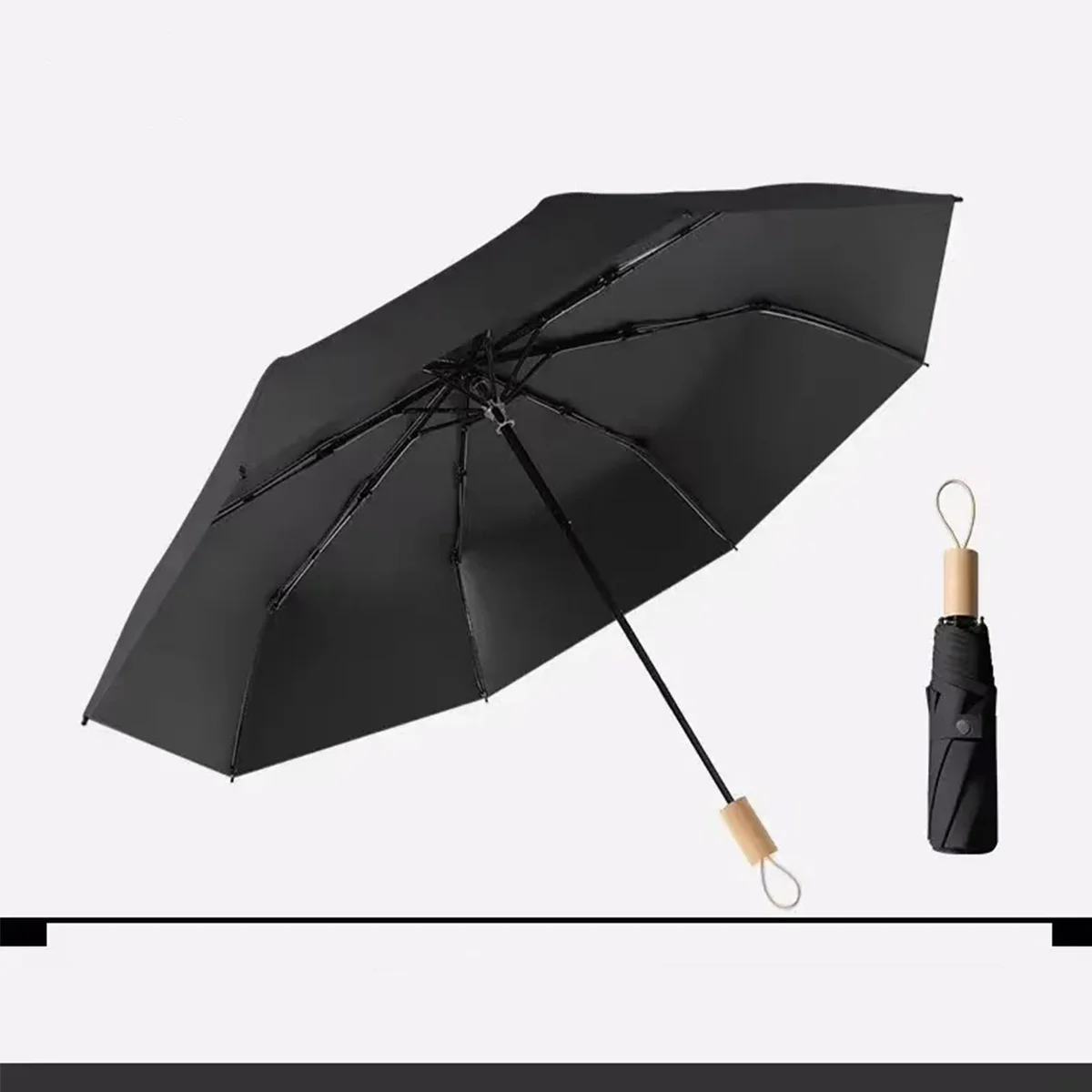 (preto) Guarda-chuva Triplo Automático Romântico Em Estilo Francês Para Mulheres, Adequado Tanto Para Dias Ensolarados Quanto Chuvosos.