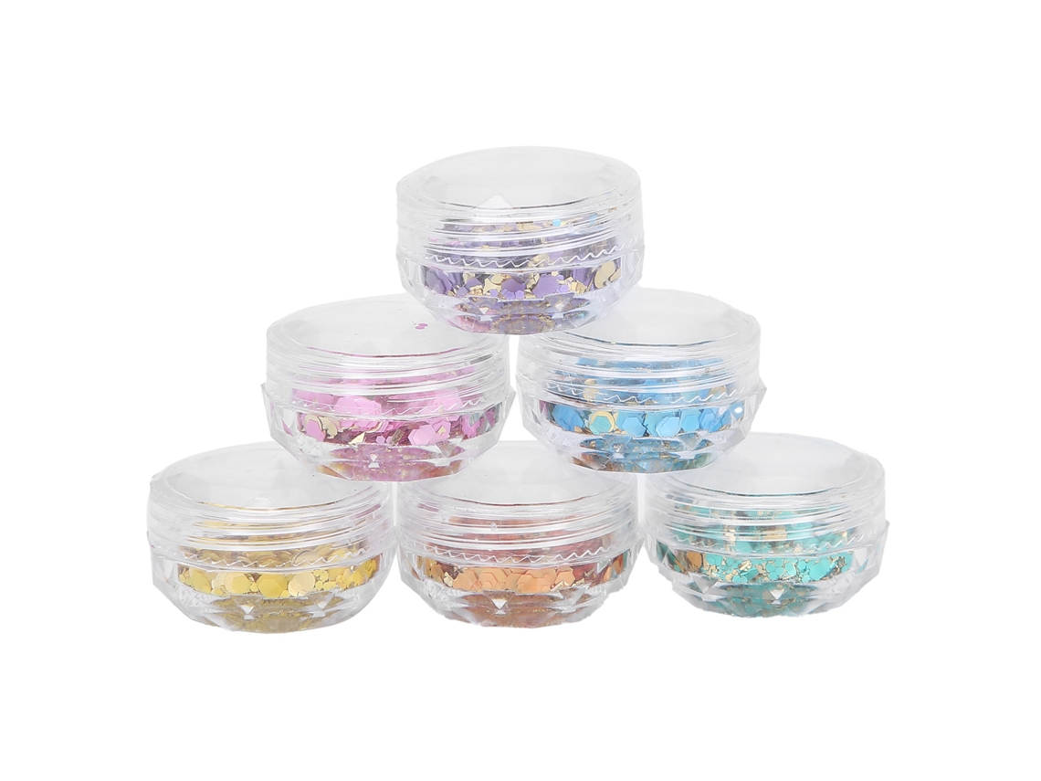 Conjunto De 6 Caixas De Glitter E Strass Para Unhas Com Flocos Mistas Brilhantes Decorativos Para Manicure E Rosto