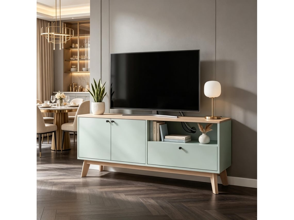 Móvel Para Tv De 120 Cm, Para Televisores De Até 36 Polegadas, Com 2 Portas, Gaveta E Compartimento Aberto .
