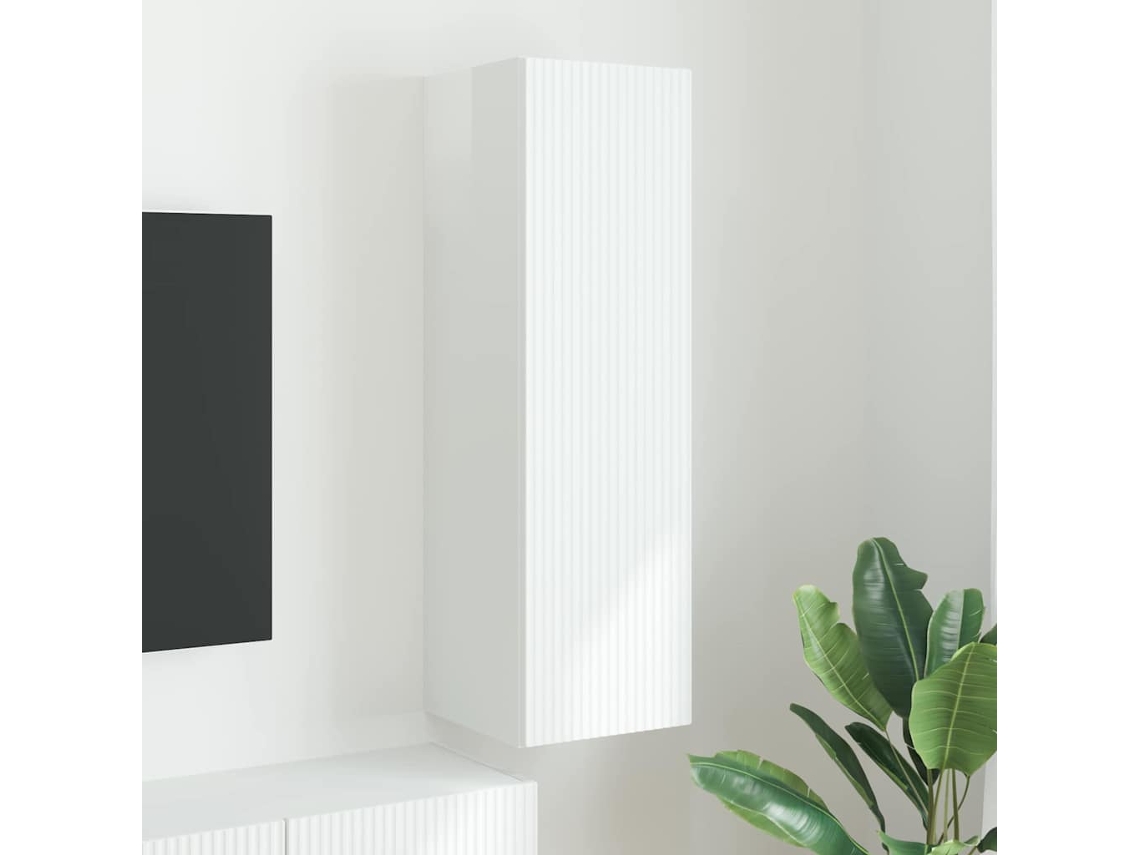 Vidaxl Armário De Tv De Parede 30 X 31 X 100 Cm Branco Brilhante