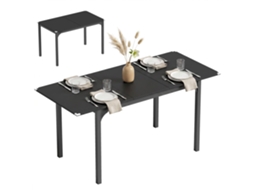 Mesa Extensível Para 4 A 6 Lugares Ajustável 120 A 160 Cm, Pés Em Aço, Cor Preta