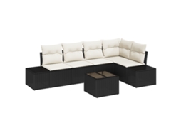 Conjunto 5 De Sofá De Jardim De Vidaxl Com Almofadas Rattan Poliéster Castanho