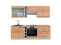 Cozinha Fame-Line, 235 cm, Carvalho PT, Carvalho dourado/branco VICCO