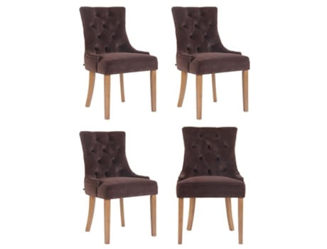 Conjunto de 4 cadeiras de jantar Veludo Aberdeen marrom/antigo claro CLP