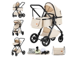 Carrinho De Bebê 3 Em 1 Com Assento De Carro Para Recém-nascido, Dobrável Compacto, Estrutura De Alumínio Leve, Assento Respirável, Viagem, Visão Elev