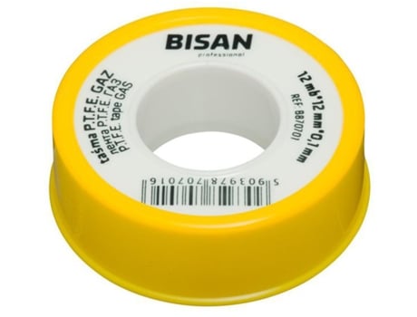 Fita de Teflon Branca para Encanadores para Vedação de Roscas de Tubulação, 12m x 12mm x 0,1mm