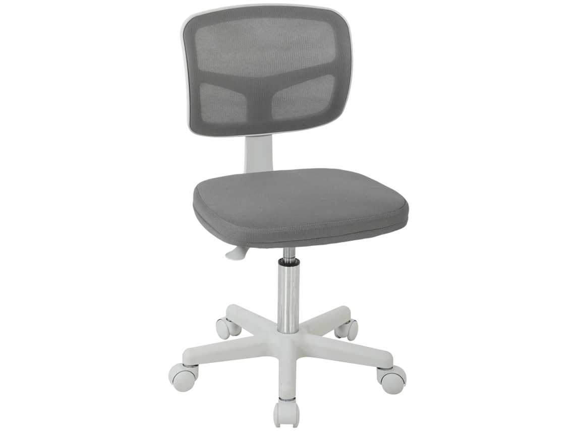 Cadeira De Escritório Ergonômica Sem Braços, Giratória, Com Encosto Curvo Em Tela E Rodízios, Cinza.ergonômica E Confortável, Com Altura