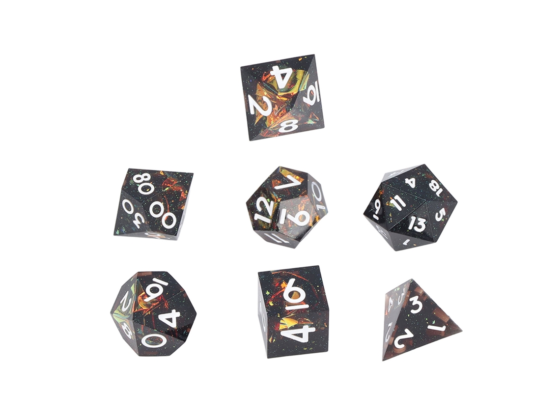 Mali conjunto de 7 Dados Poliédricos de Resina com Caixa para Jogos de Mesa e Rpg