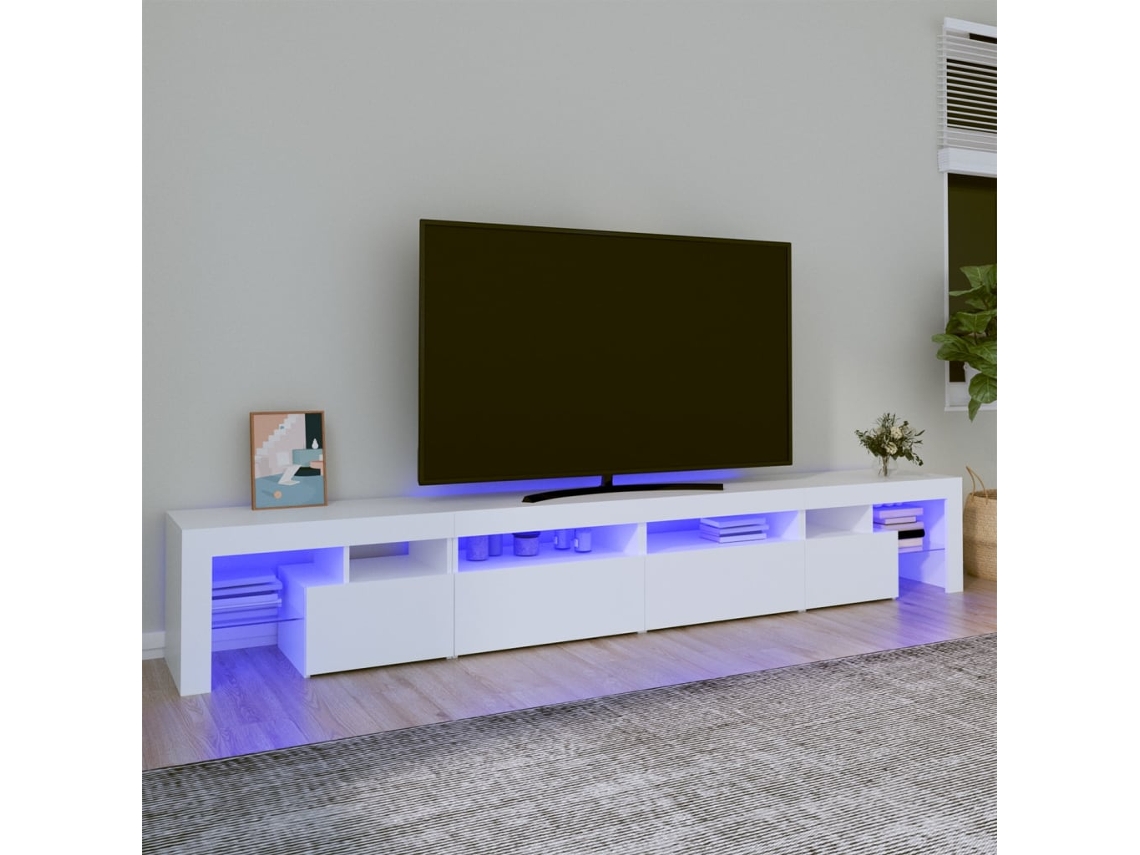 Vidaxl Móvel De Tv Com Luzes Led 260x36,5x40 Cm Branco