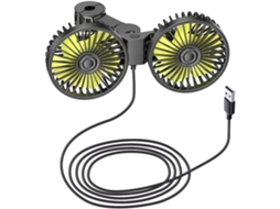 Ventilador Zyncue Com Rotação De 360° Para O Banco Traseiro, Junta Flexível, 3 Velocidades E Cabo Usb De 18m Para Todos