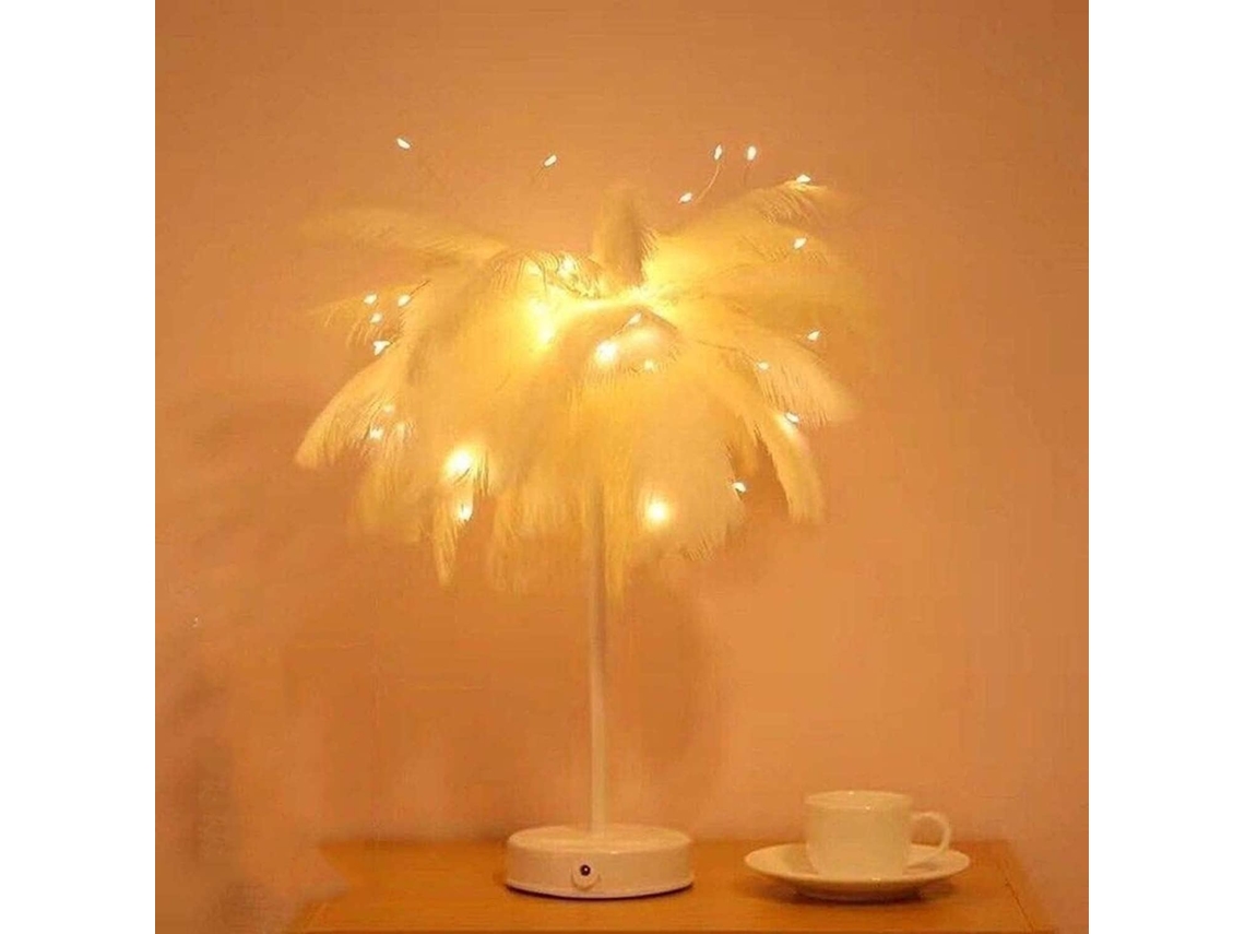 Abajur De Mesa Feather, Rosa, Com Cúpula De Penas Avestruz, Luz Noturna Decorativa E Inteligente Para Quarto, Luminária
