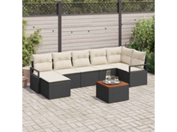 Vidaxl Conjunto de Sofá de Jardim com Almofada 8 Pcs Preto Vime Pe