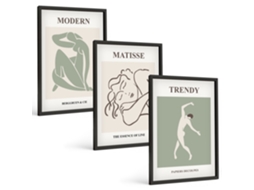 Conjunto De Pinturas Figuras Minimalistas Elegantes Espelharte (3 Peças 40x60 Cm)