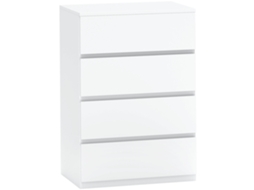 Cómoda DECORALAR TECH com 4 gavetas, acabamento branco, 55x33x80cm