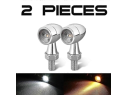 Omni luces de Giro Led para Motocicleta Chrome 12v Con Drl Y Freno Indicador Intermitente para Honda Suzuki Kawasaki 2 Peças Branco Amarelo