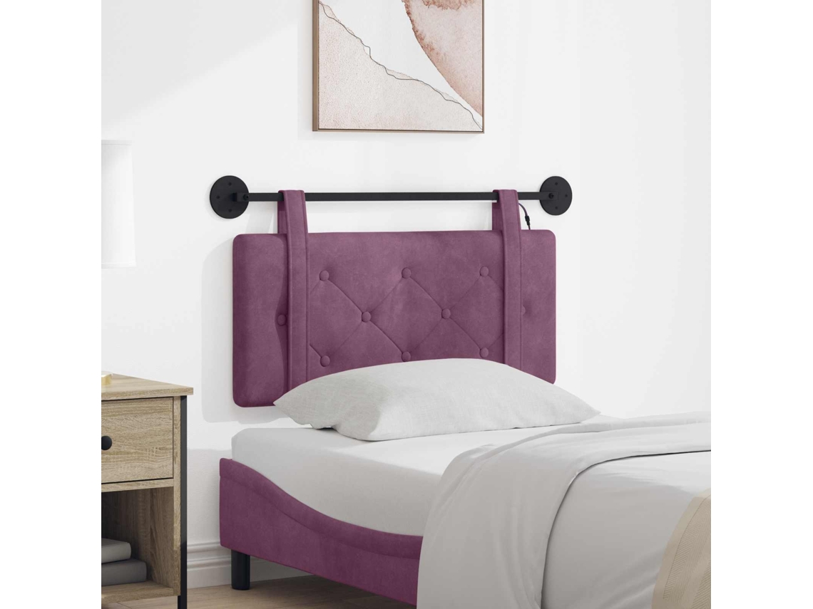 Vidaxl Cabeceira Suspensa Com Luz Led Roxo Veludo