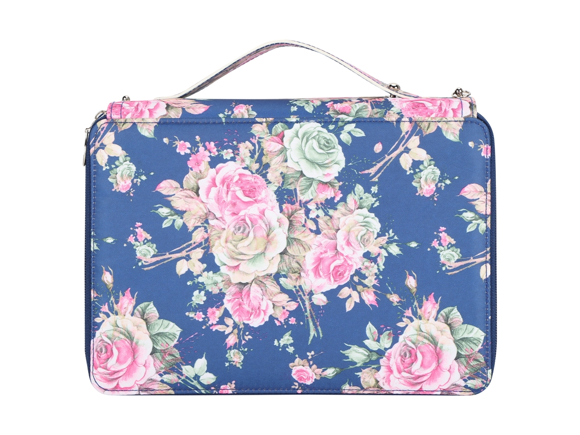 Estuche De Lápices Con 252 Espacios Multicapa Cremallera Imprimido Rosa Fondo Azul Portátil