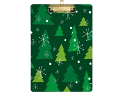 Prancheta Verde em Formato de Árvore Natal com Furo Padrão para Uso Fonoaudiologia, Patologia, Materiais Escol