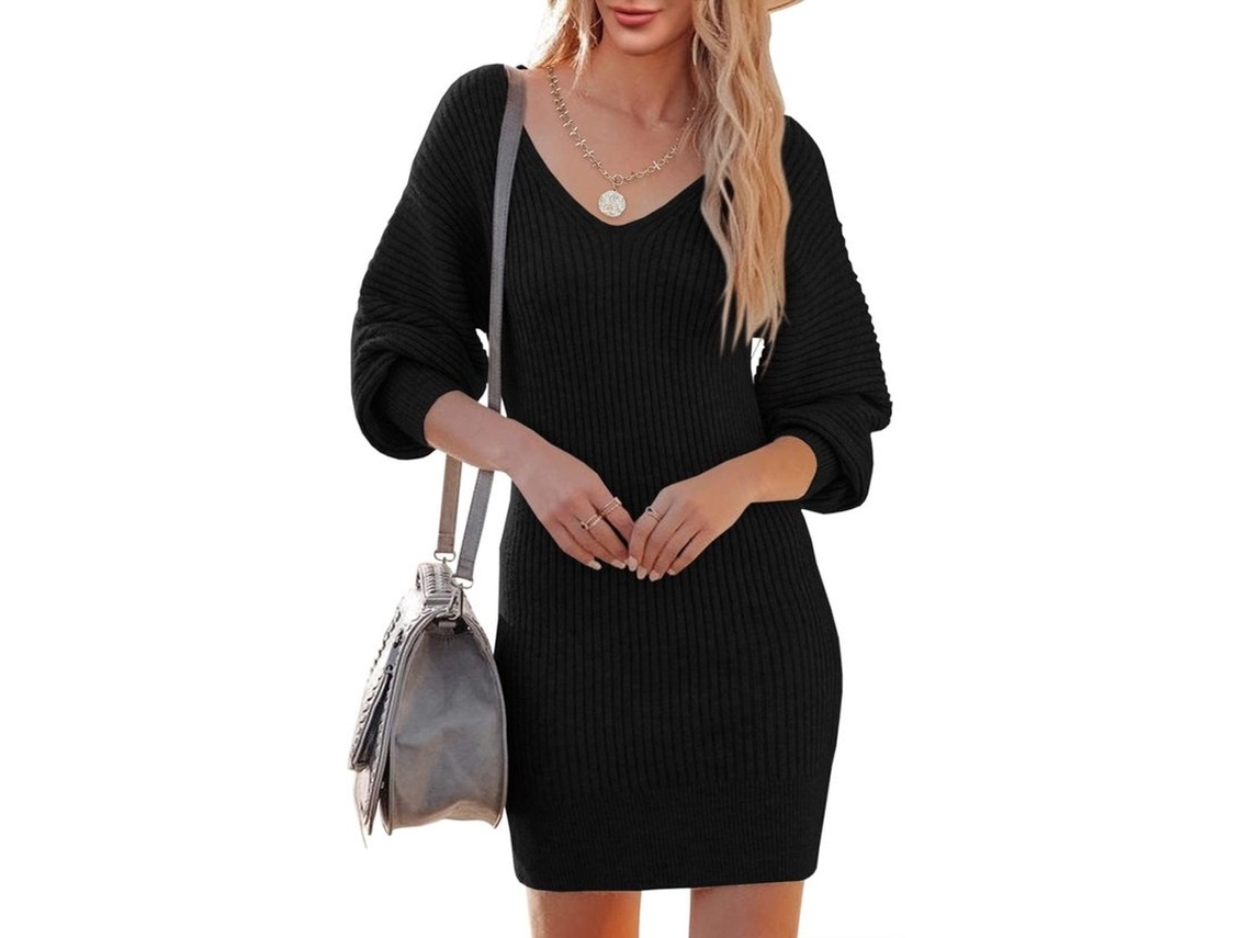 Vestuário - Blusa De Crochê V-neck - Longas Mangas - Blusa Mini - Mangas Balonetas - Vestuário De Lazer - Materiais Suaves, Elásticos