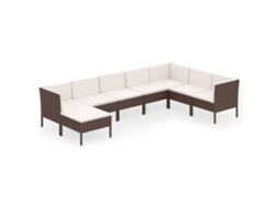 Maison Exclusive - 8 Pcs Conjunto Lounge Jardim C/ Almofadões Vime Pe Castanho